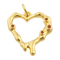 Brass Heart Riipukset, Messinki, Sydän, kullan väri kullattu, muoti korut & tee-se-itse, nikkeli, lyijy ja kadmium vapaa, 19x17x3mm, Myymät PC