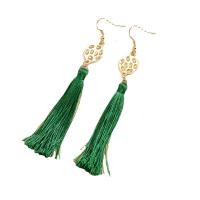 Fringe pendientes de la manera, aleación de zinc, chapado en color dorado, Joyería & para mujer, verde, libre de níquel, plomo & cadmio, 13x100mm, Vendido por Par