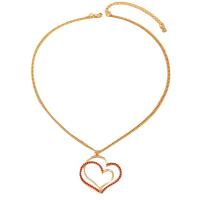 Zinc Alloy smykker halskæde, med 8CM extender kæde, Heart, guldfarve belagt, mode smykker & Micro Pave cubic zirconia & for kvinde, blandede farver, nikkel, bly & cadmium fri, Længde Ca. 42 cm, Solgt af PC