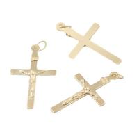 Gold Jewelry Líonta, Óir-líonadh, Cros chéasta Cross, 14K óir líonadh, DIY, 30x18x2mm, Díolta De réir PC