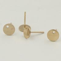 Doublé or Composant Stud, Rond, 14K rempli d’or, DIY, 6mm, Trou:Environ 1.1mm, Vendu par paire