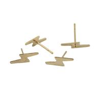 Guld-fyllda Stud Earring, Blixt Symbol, 14K guldfyllt, Unisex, 11.40x3.50mm, Säljs av Par