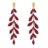 Sinc Alloy Earrings, Leaf, dath an óir plated, stoving vearnais & do bhean, dathanna níos mó le haghaidh rogha, nicil, luaidhe & caidmiam saor in aisce, 33x115mm, Díolta De réir Péire