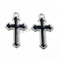 Zinklegering Cross Hangers, Zinc Alloy, Oversteken, antiek zilver plated, Corrosiebestendig & DIY & glazuur, gemengde kleuren, nikkel, lood en cadmium vrij, 37x21x1.60mm, Verkocht door PC