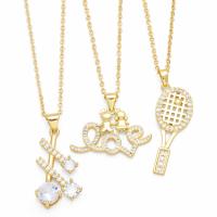 Cubic Zircon Micro Pave Brass Necklace with 5cm extender chain plated fashion jewelry & micro pave cubic zirconia golden nickel lead & cadmium free Length 45 cm Sold By PC