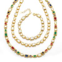 Brass Ensemble de bijoux, Bracelet & collier, laiton, Irrégulière, Placage, bijoux de mode & styles différents pour le choix & pavé de micro zircon, plus de couleurs à choisir, protéger l'environnement, sans nickel, plomb et cadmium, Vendu par PC