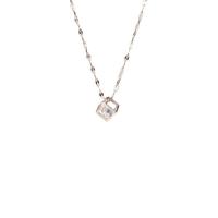 Acier titane collier, avec 2inch chaînes de rallonge, cube, Plaqué de couleur d'or rose, pour femme & avec strass & creux, Longueur Environ 15.7 pouce, Vendu par PC