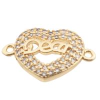 Cubic Zirconia Micro Pave Brass Connector Heart high quality gold color plated DIY & micro pave cubic zirconia nickel lead & cadmium free Approx 2mm Approx Sold By Lot