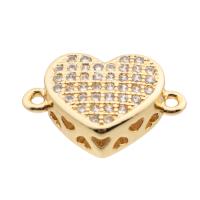 Cubic Zirconia Micro Pave Brass Connector Heart high quality gold color plated DIY & micro pave cubic zirconia nickel lead & cadmium free Approx 2mm Approx Sold By Lot