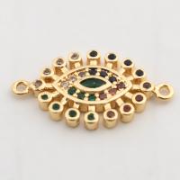 Befestiger Zirkonia Messing Schmuckverbinder, Hohe Qualität Gold Farbe Überzeug, DIY & Micro pave Zirkonia, frei von Nickel, Blei & Kadmium, 13x23x2mm, Bohrung:ca. 2mm, ca. 20PCs/Menge, verkauft von Menge