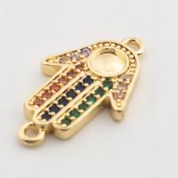 Befestiger Zirkonia Messing Schmuckverbinder, Hohe Qualität Gold Farbe Überzeug, DIY & Micro pave Zirkonia, frei von Nickel, Blei & Kadmium, 17x10x2mm, Bohrung:ca. 2mm, ca. 20PCs/Menge, verkauft von Menge