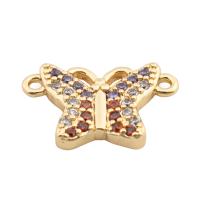 Cubic Zirconia Micro Pave Brass Connector Butterfly high quality gold color plated DIY & micro pave cubic zirconia nickel lead & cadmium free Approx 2mm Approx Sold By Lot