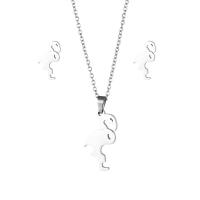 Fashion Stainless Steel Jewelry Sets Stud Earring & necklace 304 Stainless Steel 2 pieces & fashion jewelry & for woman silver color Length Approx 17.72 Inch Sold By Set