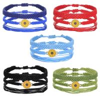 Trendy Wax cord armbanden, met Zinc Alloy, handgemaakt, drie stuks & Bohemien stijl & verstelbaar & voor vrouw & glazuur, meer kleuren voor de keuze, Lengte Ca 16-32 cm, Verkocht door Stel