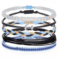 Moda crear pulseras de cordón de cera, con Cristal & aleación de zinc, hecho a mano, Estilo bohemio & ajustable & para mujer, longitud aproximado 15-30 cm, Vendido por Set