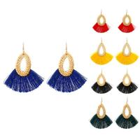 Fringe pendientes de la manera, Bambú, con Poliéster, Abanico, para mujer, más colores para la opción, 81x98mm, Vendido por Par