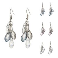 Pendientes de Cristal, con aleación de zinc, chapado en color de plata, para mujer, más colores para la opción, 16x62mm, Vendido por Par