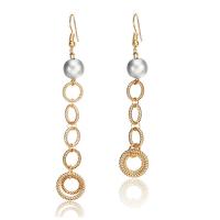 asymmetrische oorbellen, Zinc Alloy, met Plastic Pearl, Donut, gold plated, voor vrouw, meer kleuren voor de keuze, nikkel, lood en cadmium vrij, 13x78mm, Verkocht door pair