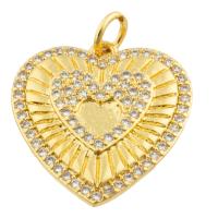 Rhinestone Brass Pendants Heart gold color plated fashion jewelry & DIY & with rhinestone nickel lead & cadmium free Sold By PC