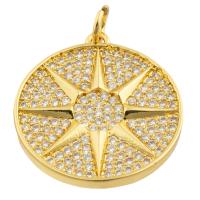 Rhinestone Brass Pendants Round gold color plated fashion jewelry & DIY & with rhinestone nickel lead & cadmium free Sold By PC