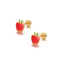 Titanium Stål Stud Earring, Apple, for kvinde & emalje, flere farver til valg, 6.90x7.90mm, Solgt af PC