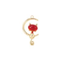 Messing hangers, met Cats Eye, Kat, gold plated, mode sieraden & voor vrouw, blauw en geel, 24x14mm, Verkocht door PC