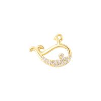 Messing hanger met micro-paved kubieke zirconia's, Walvis, gold plated, mode sieraden & micro pave zirconia & voor vrouw, gouden, 13x11mm, Verkocht door PC