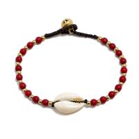 Trendy Wax cord armbanden, met turkoois & Schelp & Messing, Paard, handgemaakt, mode sieraden & voor vrouw, meer kleuren voor de keuze, Per verkocht 18.5 cm Strand