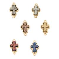 Mässing smycken Connector, Cross, hög kvalitet klädd och aldrig blekna, DIY, fler färger för val, nickel, bly och kadmium gratis, 19x10x4mm, Hål:Ca 2mm, Ca 10PC/Lot, Säljs av Lot