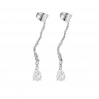 Ciúbach Zirconia Micrimhilseogra réiteodh Earring Prás, jewelry faisin & micrea réiteach zirconia ciúbach & do bhean, nicil, luaidhe & caidmiam saor in aisce, 57mm,8mm, Díolta De réir Péire