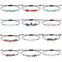 Bracelets de pierres précieuses, Cordon de noeud, avec Gravier naturel, Irrégulière, fait à la main, Style bohème & unisexe & réglable, plus de couleurs à choisir, Longueur Environ 9-31 cm, Vendu par PC