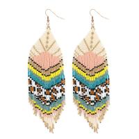 Fashion Fringe Oorbellen, Seedbead, met Zinc Alloy, gold plated, Bohemien stijl & voor vrouw, nikkel, lood en cadmium vrij, 45x125mm, Verkocht door pair