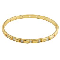 Messing Bangle, gold plated, mode sieraden & DIY & met strass, nikkel, lood en cadmium vrij, 65x60x4mm, Verkocht door PC