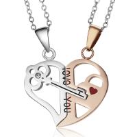 Collana coppia, 304 acciaio inox, with 6cm extender chain, Cuore, placcato, gioielli di moda & con strass, nessuno, 32x40mm, Lunghezza 44 cm, Venduto da PC