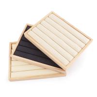 Hout Ring display, met Microfiber PU & PU, Rechthoek, meer kleuren voor de keuze, 200x150x23mm, Verkocht door PC