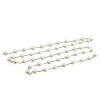 Mässing Dekorativa Chain, med Plast Pearl, Rund, DIY, vit, nickel, bly och kadmium gratis, 6x6mm, Säljs av m