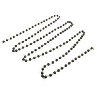 Mässing Dekorativa Chain, med Glas, Rund, DIY, svart, nickel, bly och kadmium gratis, 3x3mm, Säljs av m