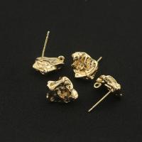 Clou boucle d'oreille en laiton, Plaqué d'or, DIY, protéger l'environnement, sans nickel, plomb et cadmium, 13x12mm, Vendu par paire