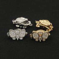 Brass Box Lås, Messing, Butterfly, forgyldt, du kan DIY & Micro Pave cubic zirconia, flere farver til valg, nikkel, bly & cadmium fri, 19x10x8mm, Solgt af PC