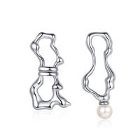 Boucles d'oreilles asymétriques, laiton, avec Shell Pearl, bijoux de mode & pour femme, plus de couleurs à choisir, protéger l'environnement, sans nickel, plomb et cadmium, Vendu par paire