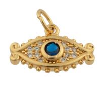 Evil Eye Hangers, Messing, gold plated, mode sieraden & DIY & met strass, gemengde kleuren, nikkel, lood en cadmium vrij, 10x15x3mm, Verkocht door PC