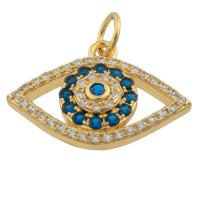 Evil Eye Hangers, Messing, gold plated, mode sieraden & DIY & met strass, gemengde kleuren, nikkel, lood en cadmium vrij, 13x20x4mm, Verkocht door PC