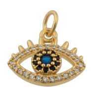 Evil Eye Hangers, Messing, gold plated, mode sieraden & DIY & met strass, gemengde kleuren, nikkel, lood en cadmium vrij, 12x14x3mm, Verkocht door PC