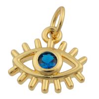 Evil Eye Hangers, Messing, gold plated, mode sieraden & DIY, gemengde kleuren, nikkel, lood en cadmium vrij, 11x11x3mm, Verkocht door PC