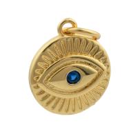 Evil Eye Hangers, Messing, Ronde, gold plated, mode sieraden & DIY, gemengde kleuren, nikkel, lood en cadmium vrij, 12x10x2mm, Verkocht door PC