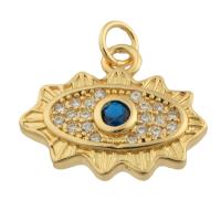 Pendentifs mauvais oeil, laiton, Placage de couleur d'or, bijoux de mode & DIY & avec strass, couleurs mélangées, protéger l'environnement, sans nickel, plomb et cadmium, 12x15x2mm, Vendu par PC