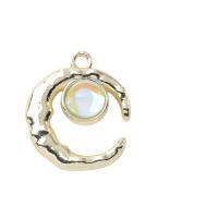 Zinc Alloy Pendel, med Mabe Pearl & Resin & Plastic Pearl, Moon, KC guldfarve belagt, du kan DIY, flere farver til valg, 16x19mm, Solgt af PC