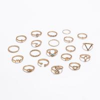 Zinklegering Ring Set, Zinc Alloy, met Edelsteen, gold plated, 20 stuks & mode sieraden & voor vrouw & met strass, gouden, Verkocht door Stel