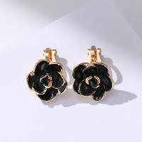 Zinc Alloy Ørering Klip, Flower, guldfarve belagt, mode smykker & for kvinde & emalje, to forskellige farvede, 20x13mm, Solgt af par