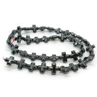 Abalorios de Hematita no Magnética, Hematite, Cruces, pulido, Bricolaje & diverso tamaño para la opción, Negro, Vendido para aproximado 40 cm Sarta